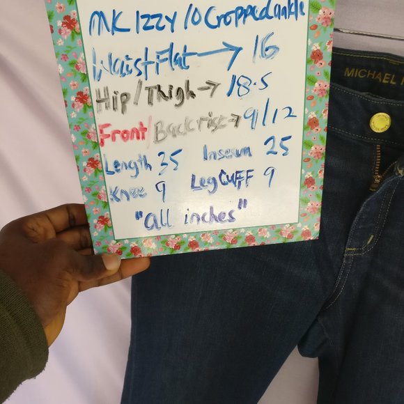 MICHAEL KORS IZZY CROPPED FLARE JEANS in STELLAR WASH  10w +MEASUREMENTS New - Picture 6 of 10